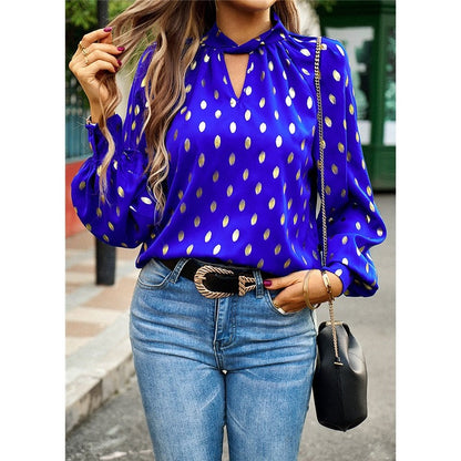 Long Sleeves Crewneck Hollow Pullover Loose Blouse