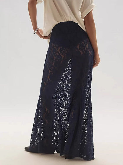Lace Hollow Out Jacquard Irregular Skirts