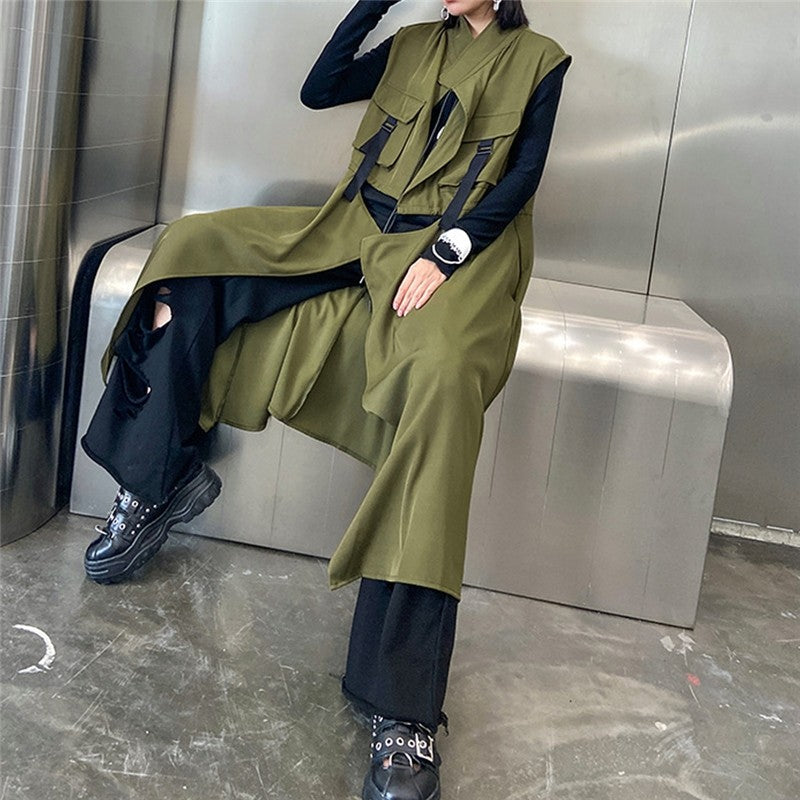 Solid Color Sleeveless Casual Loose Thin Long Vest