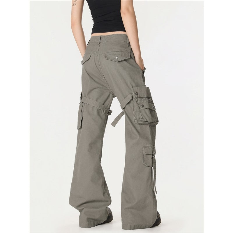 Tie-Waist Work Pants With Micro Flare
