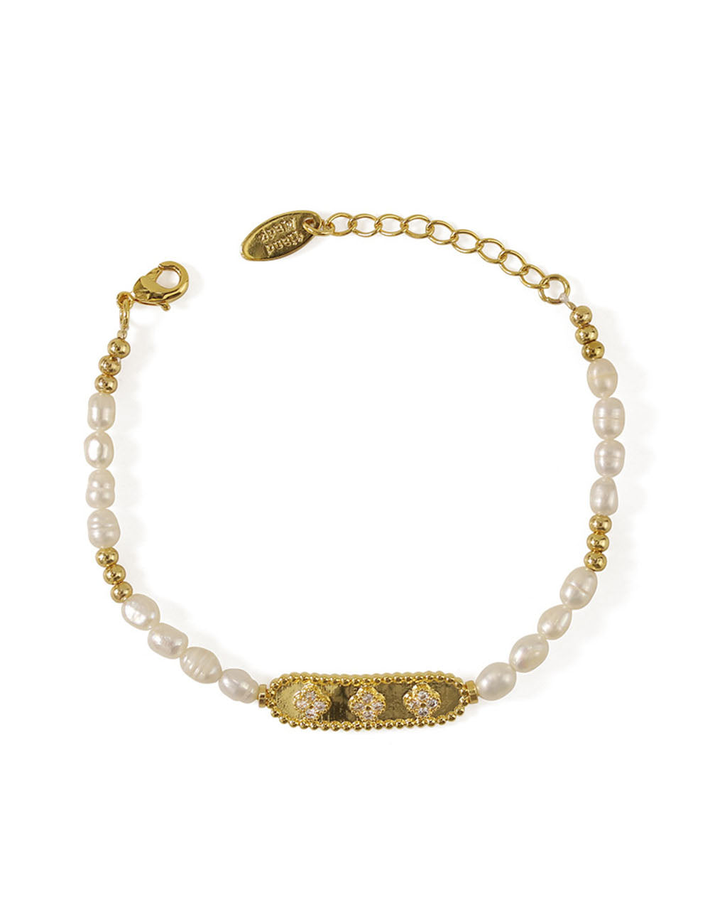 Elegant Pearl Gold Plated Rhinestone Bracelet