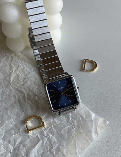 Square Dial Bamboo Link Bracelet Quartz Watch