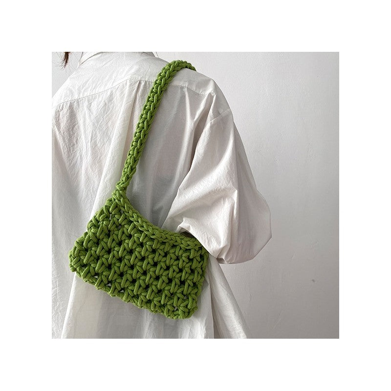 Solid Color Crochet Knitted Shoulder Bag
