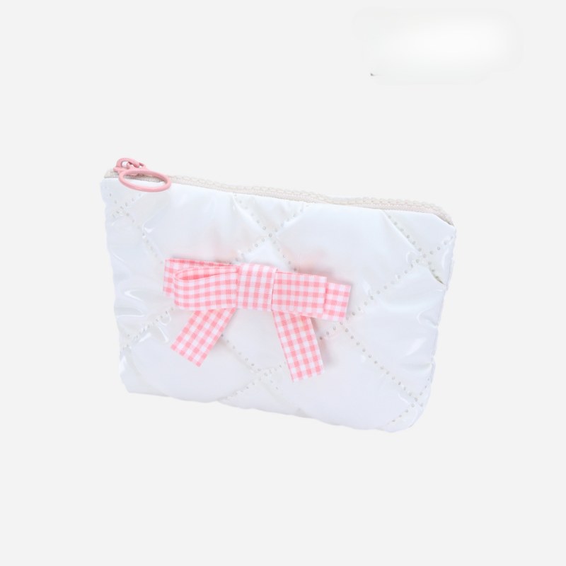 Candy Color Bow Decor Makeup Bag