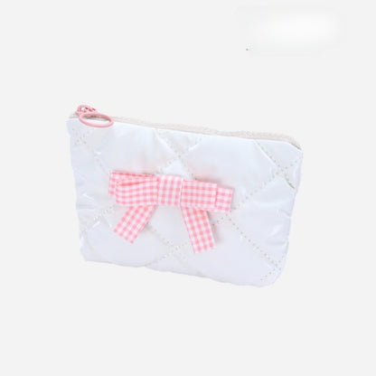 Candy Color Bow Decor Makeup Bag