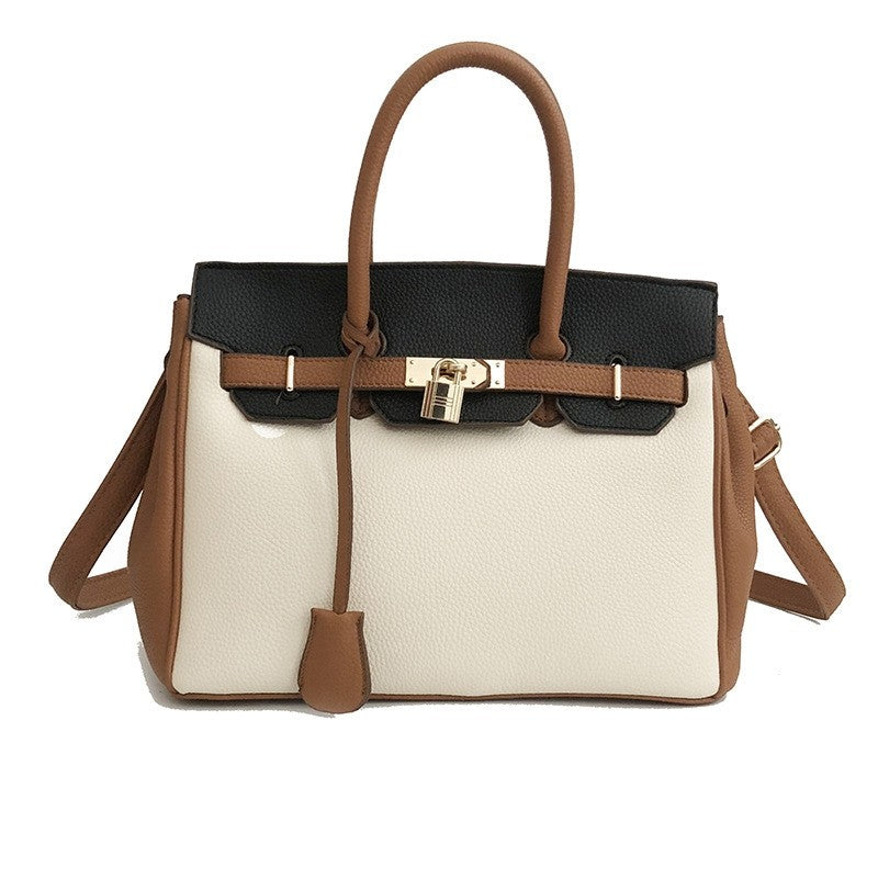 One Shoulder Lychee Pattern Birkin Bag