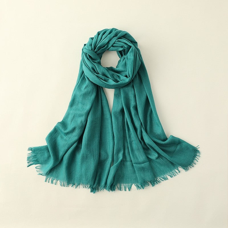 Solid Color Beach Long Cotton And Linen Scarf