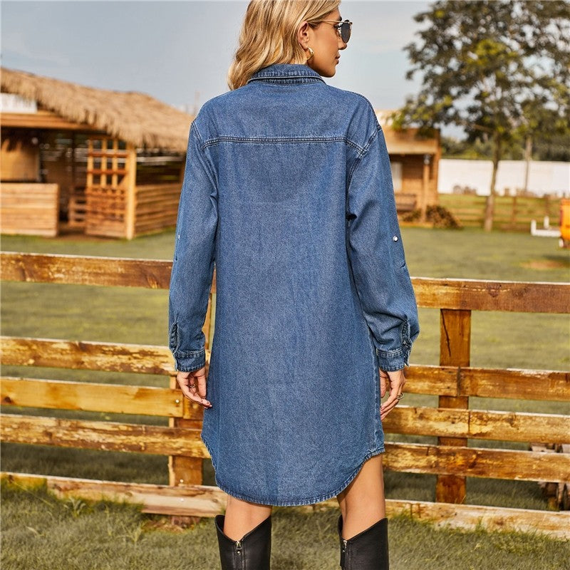 Denim Loose Casual Long Sleeve Dress
