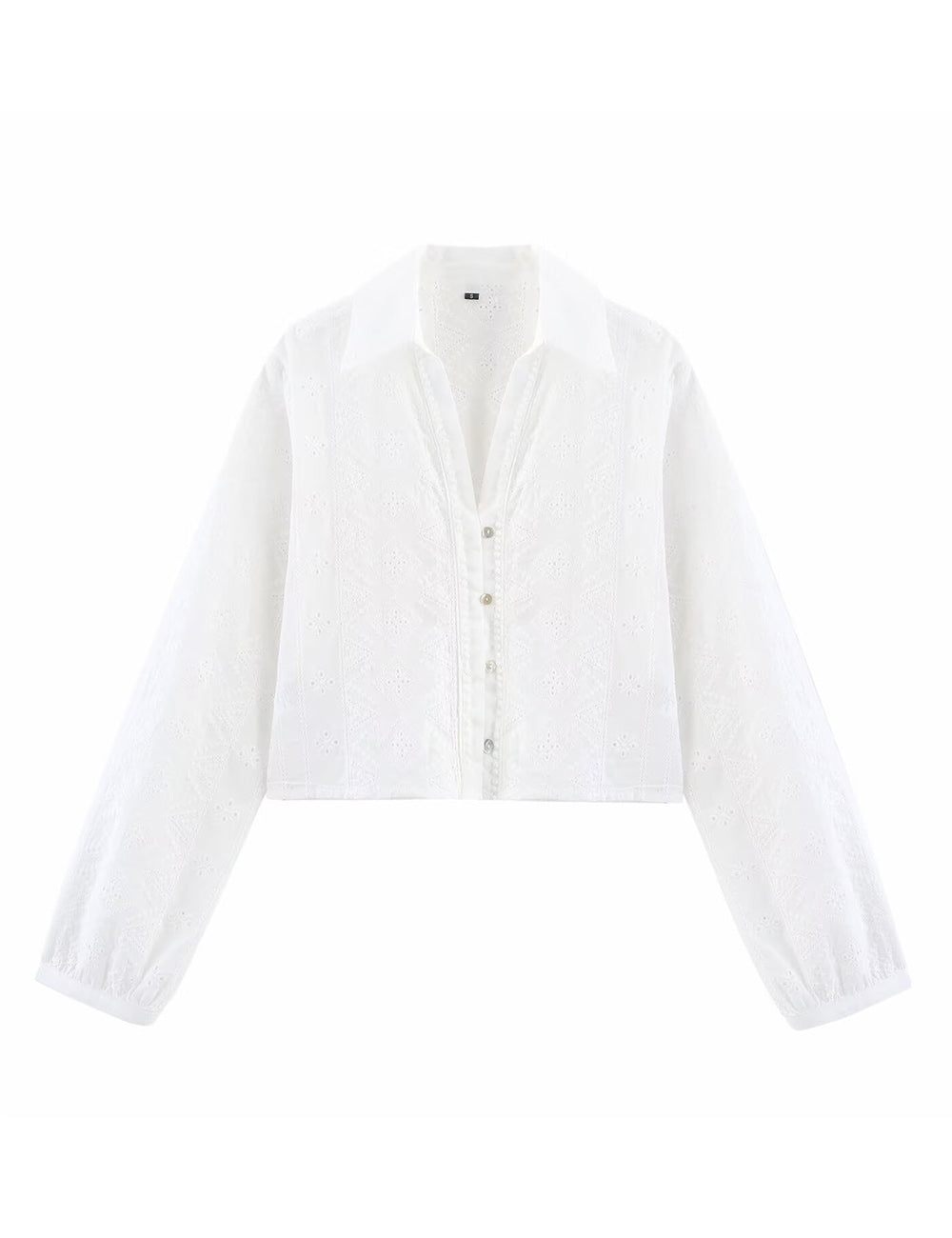 Trendy Embroidered Hollow Out Solid Color Top