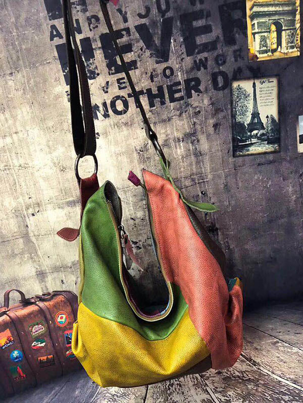 Vintage Manual Staining Genuine Leather Sling Bag