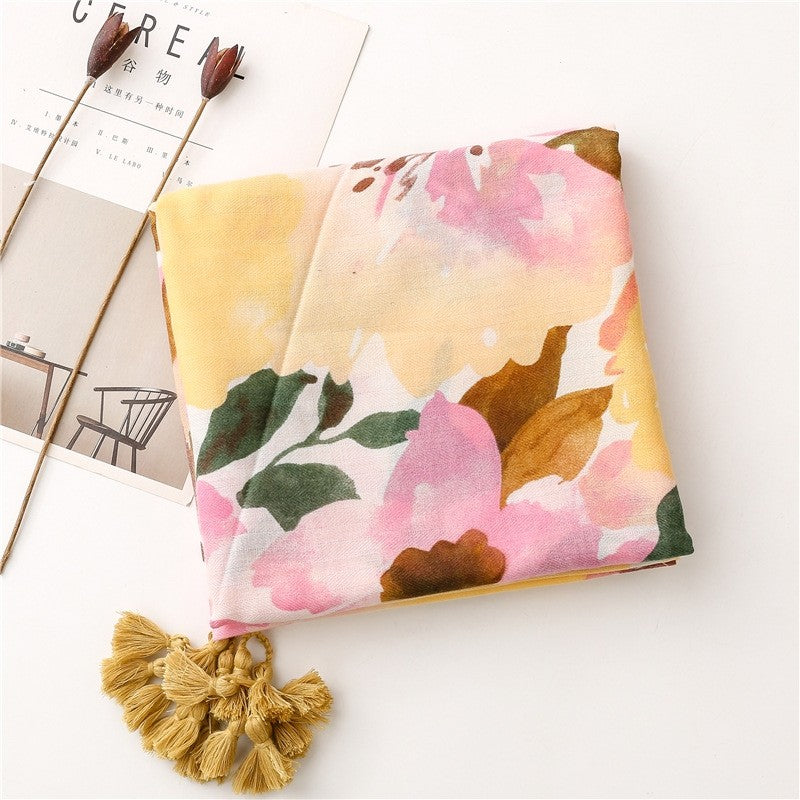 Colorful Cotton Linen Vacation Beach Scarf