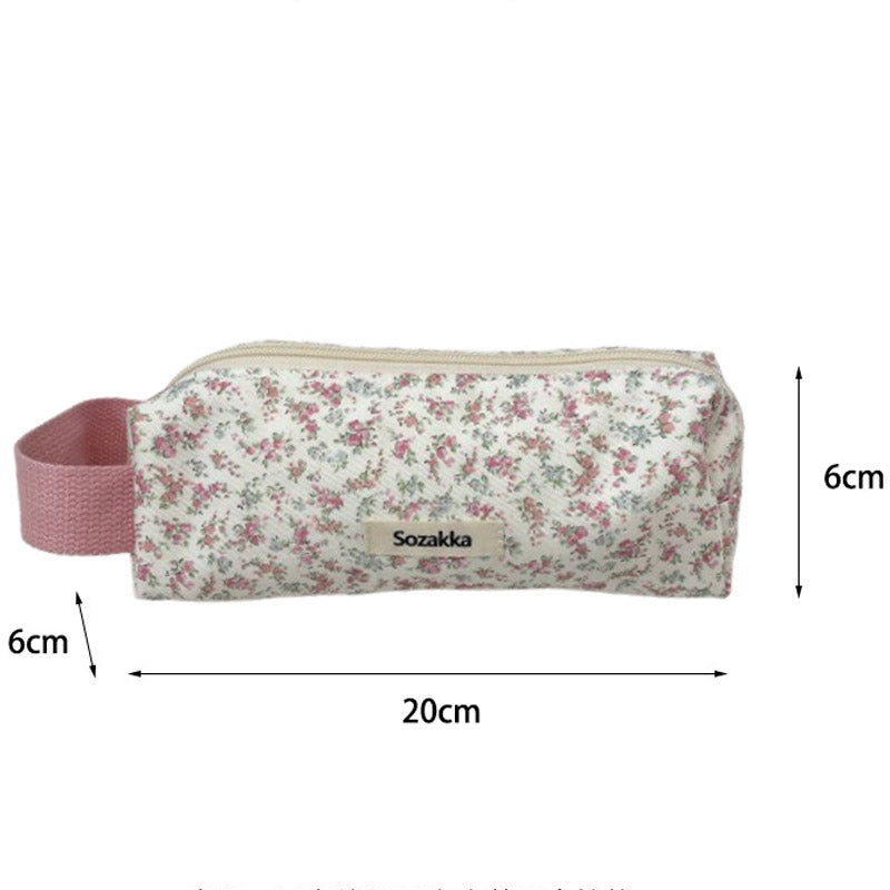 Simple Flower Print Makeup Pencil Pouch