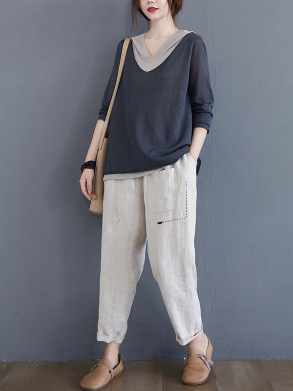 Original False Two Knitting T-Shirt Thin Sweater