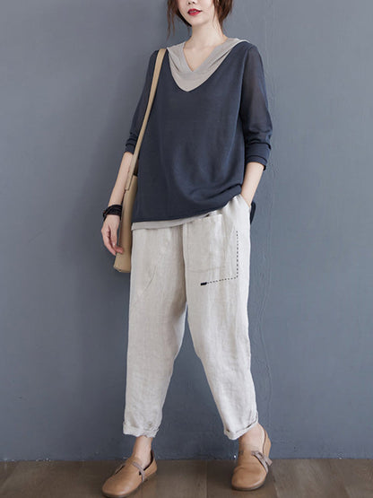 Original False Two Knitting T-Shirt Thin Sweater