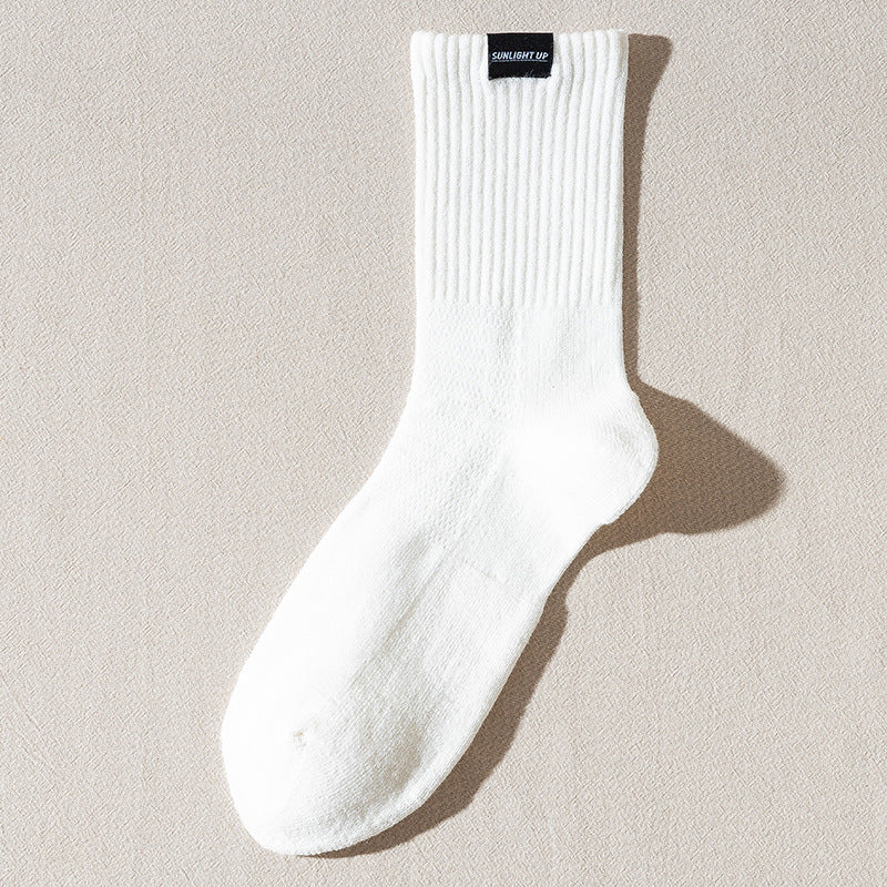 Solid Color Ribbed Breathable Socks