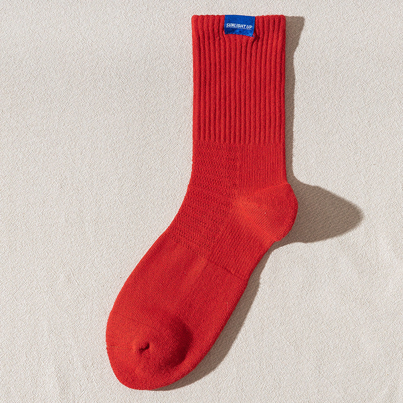 Solid Color Ribbed Breathable Socks