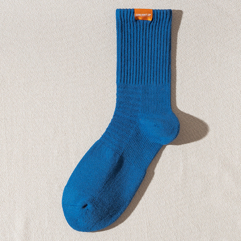 Solid Color Ribbed Breathable Socks