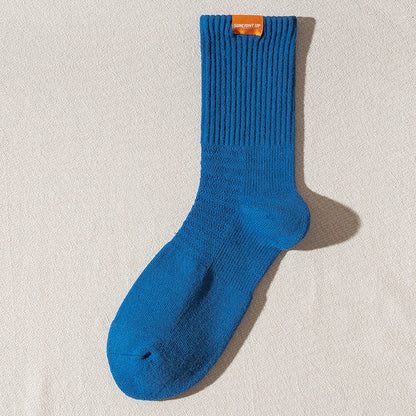 Solid Color Ribbed Breathable Socks