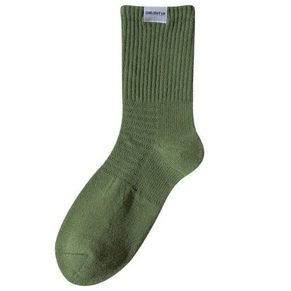 Solid Color Ribbed Breathable Socks