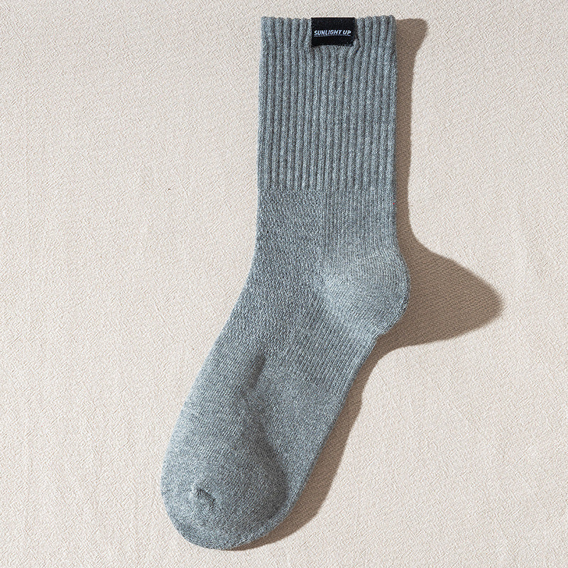 Solid Color Ribbed Breathable Socks