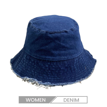 Sombrero de pescador de mezclilla personalizado con dobladillo sin rematar y protector solar de moda