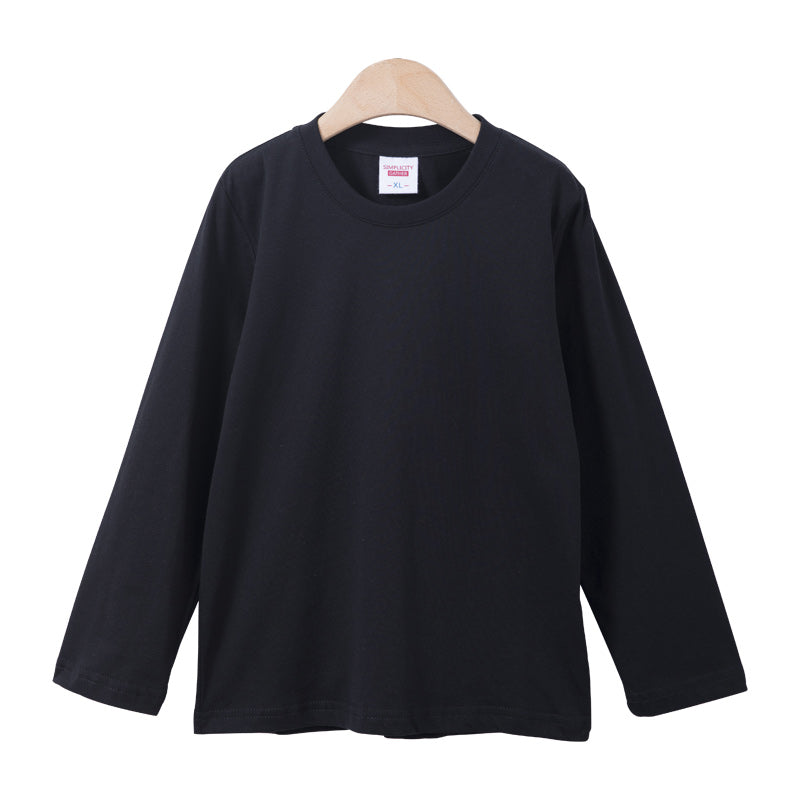 Women Casual Solid Color Round Neck Long Sleeve Blank T-Shirt
