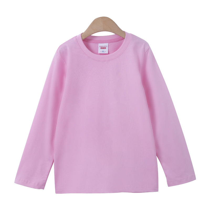 Women Casual Solid Color Round Neck Long Sleeve Blank T-Shirt