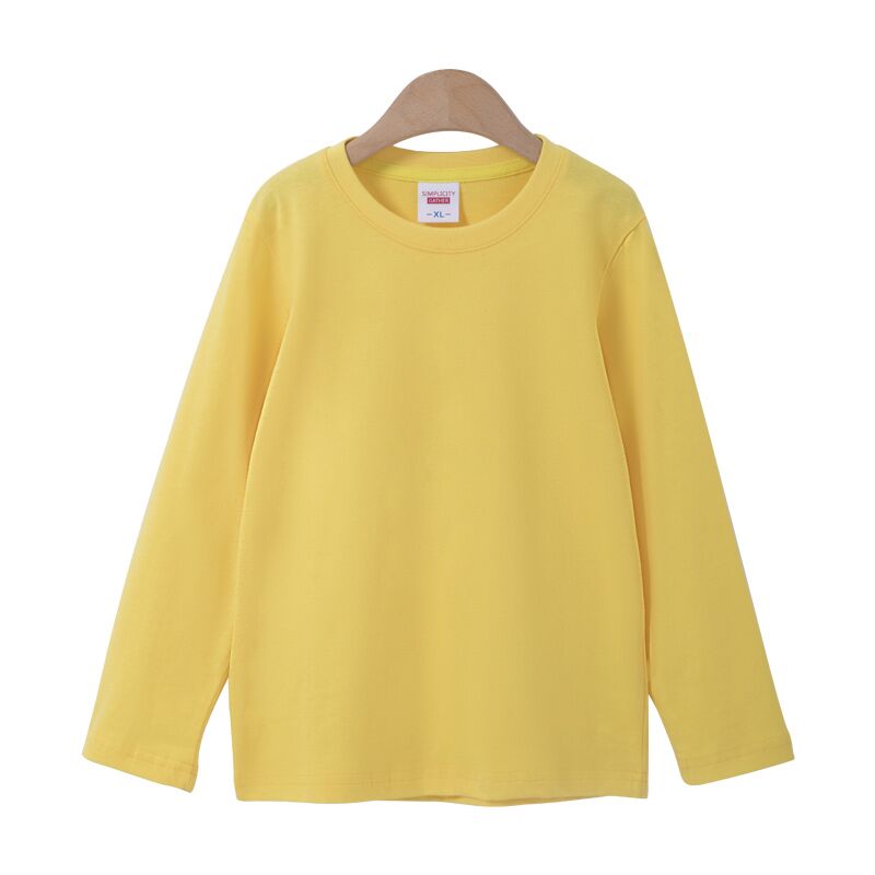 Women Casual Solid Color Round Neck Long Sleeve Blank T-Shirt