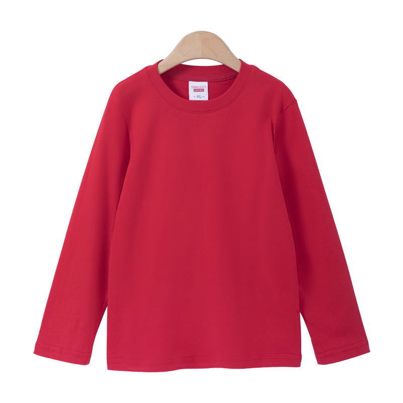 Women Casual Solid Color Round Neck Long Sleeve Blank T-Shirt