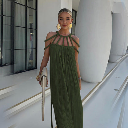 Vestido largo bohemio con tirantes y hombros descubiertos para mujer en varios colores