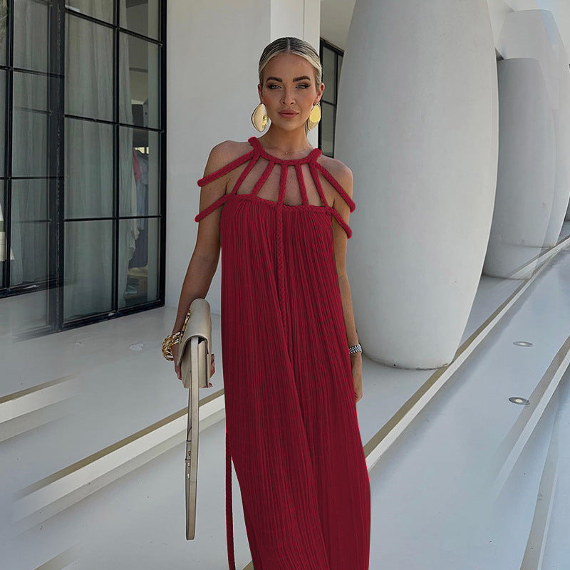 Vestido largo bohemio con tirantes y hombros descubiertos para mujer en varios colores