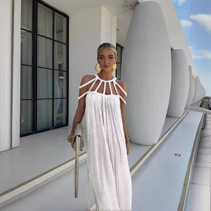 Vestido largo bohemio con tirantes y hombros descubiertos para mujer en varios colores