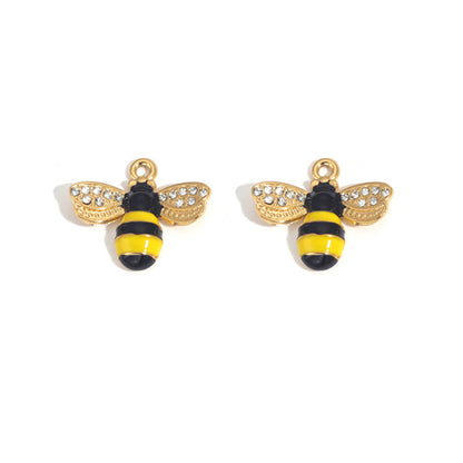Collar con colgante de abeja y pájaro esmaltado para mujer