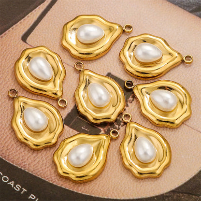 Elegante collar de acero inoxidable con colgante de perla para mujer