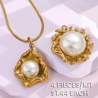 Elegante collar de acero inoxidable con colgante de perla para mujer