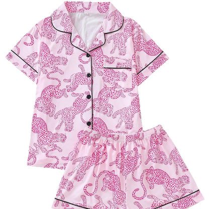 Pyjama imprimé léopard rose pour femme