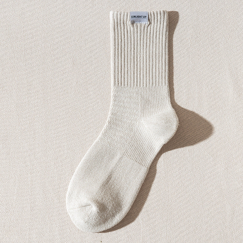 Solid Color Ribbed Breathable Socks