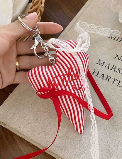Lace Plush Striped Love Bag Charm