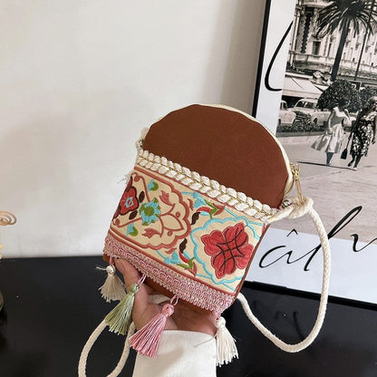 Casual Tasseled Print Zippered All-Match Lightweight Bag