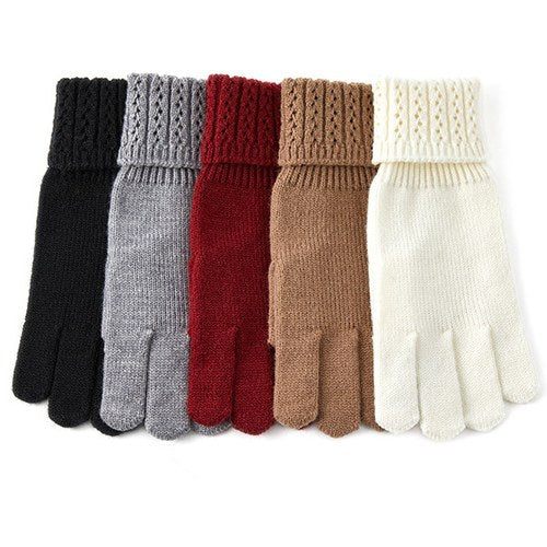 Solid Color Split Finger Simple Knit Glove