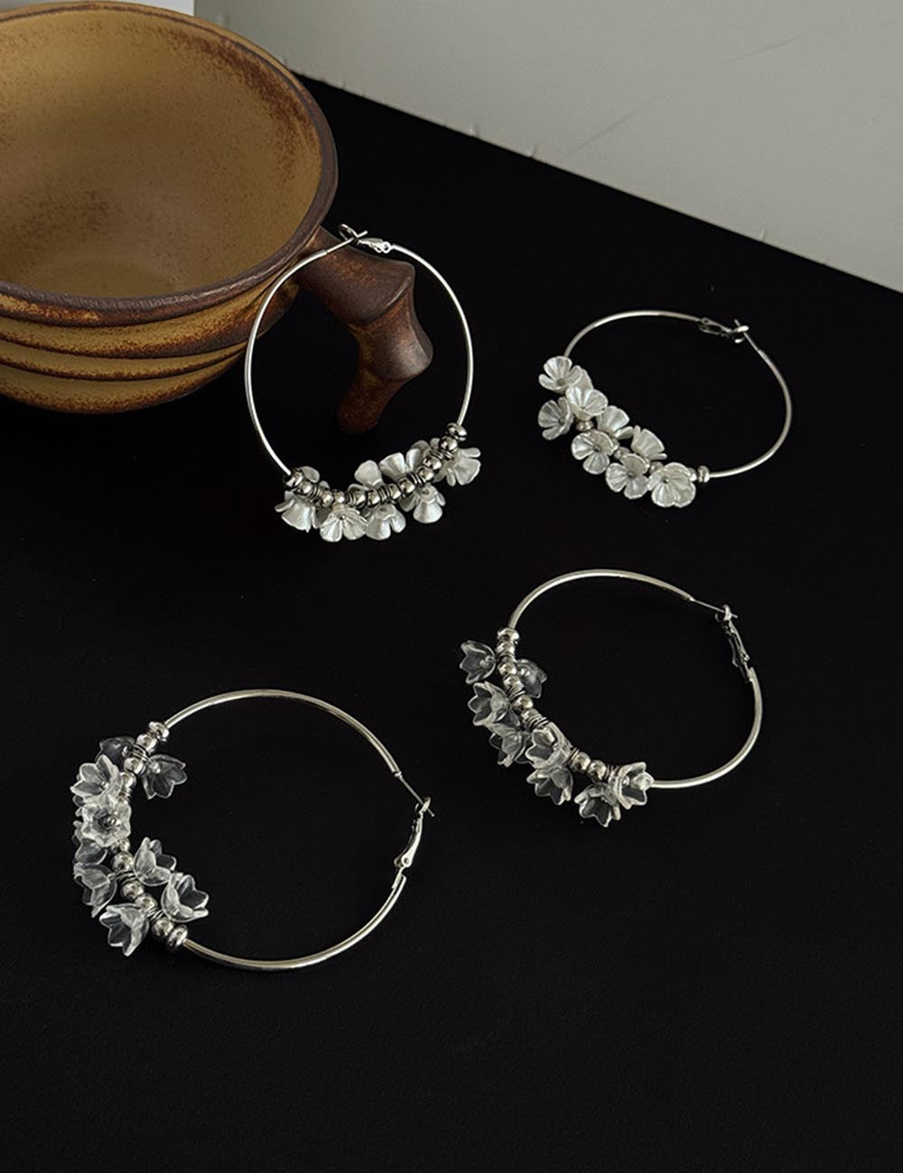 Acrylic Floral Simple Sweet Hoop Earrings