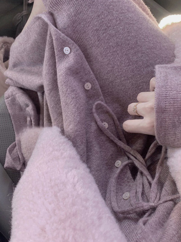 Original Solid Bandage Buttoned Sweater Dress