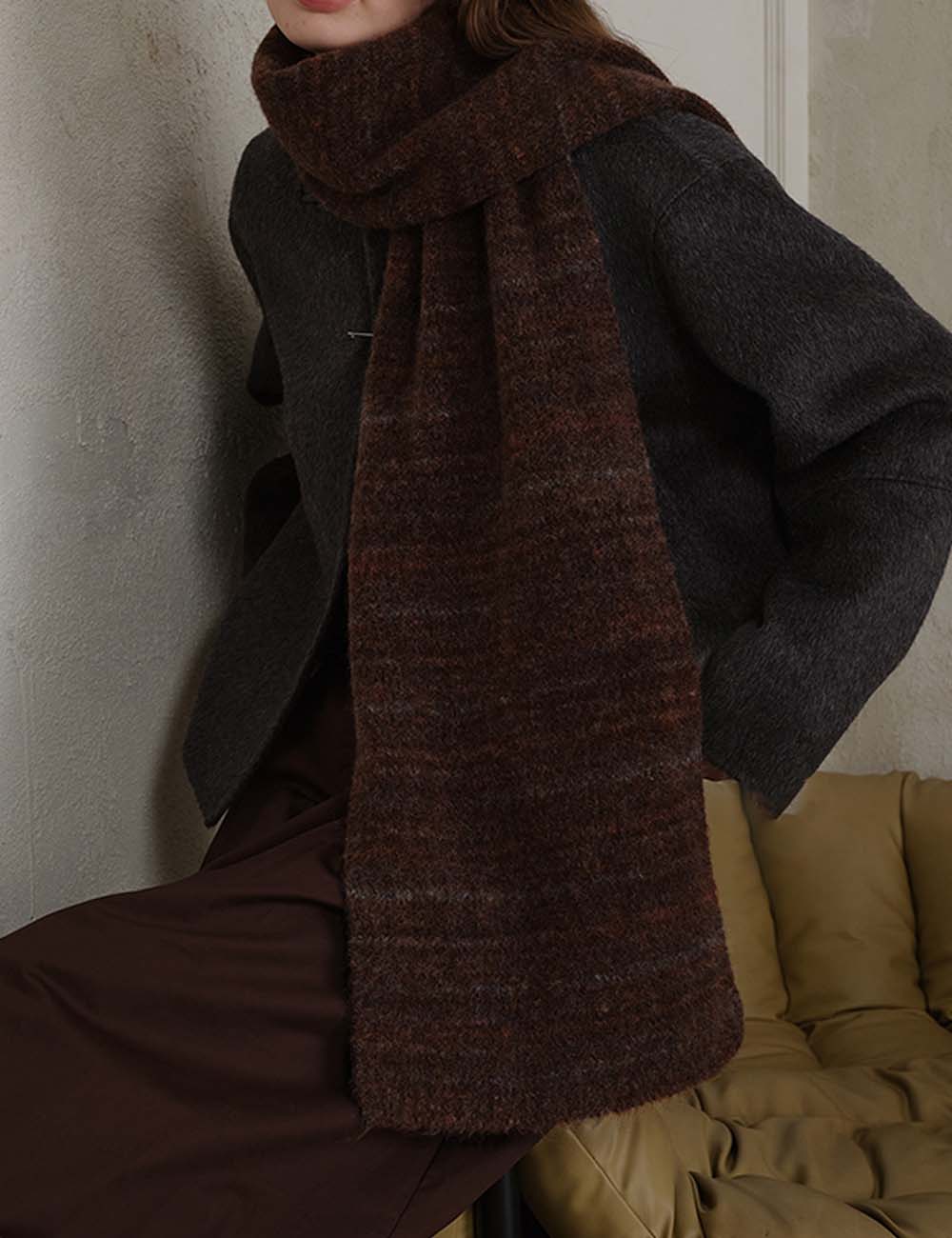 Vintage Winter Wool Blend Knit Warm Scarf