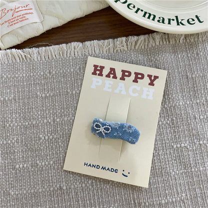 2+Silver Bow Demin Sweet Hair Clips