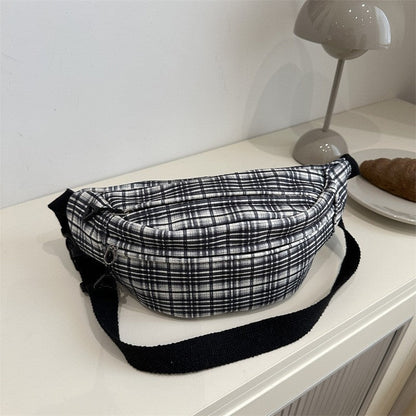 Fashion Jacquard Canvas Chest Bag With Pendant