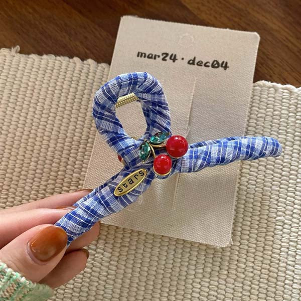 Cute Cherry Plaid Sweet Hair Clips