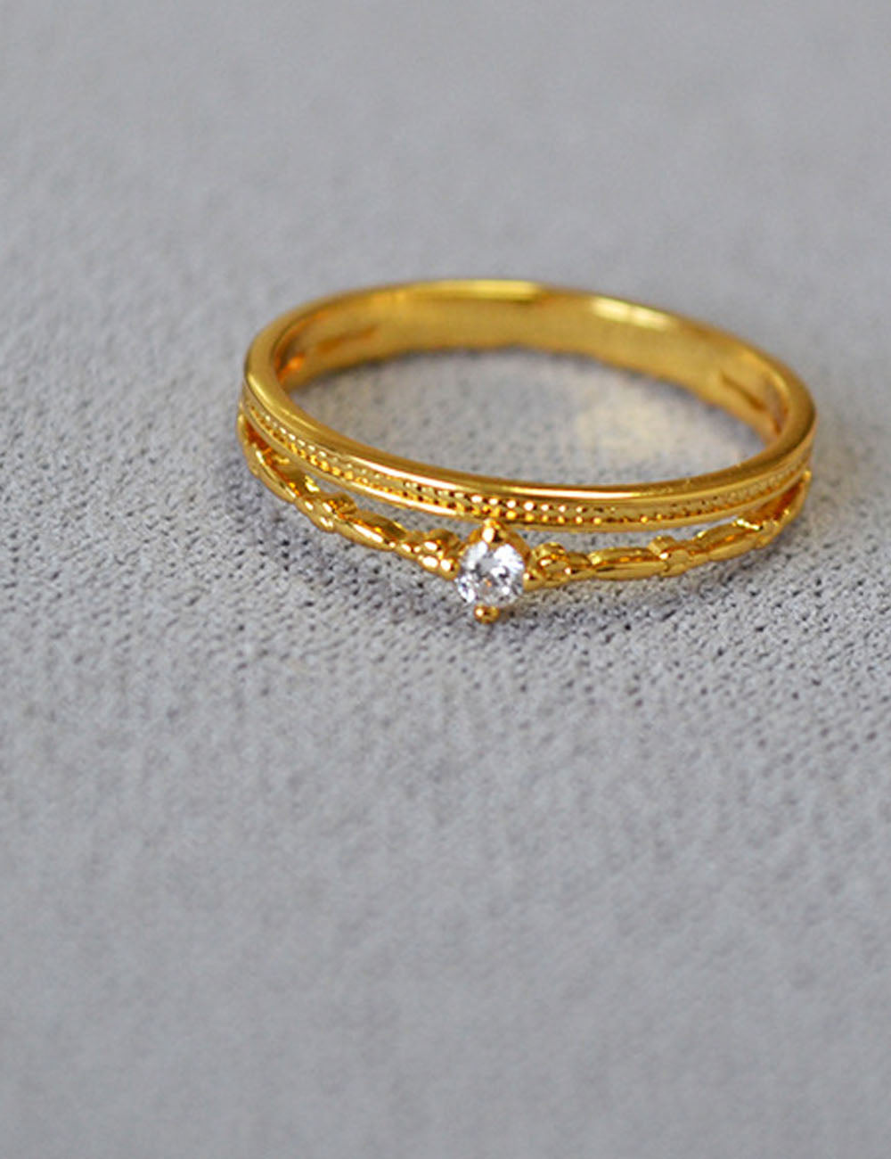 Double-Layer Rhinestone Adjustable Open Ring