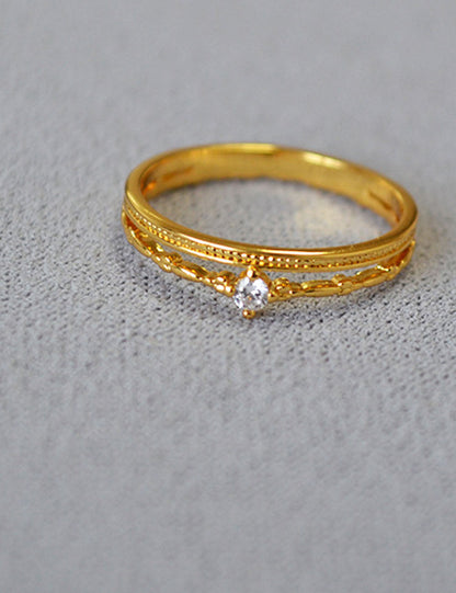 Double-Layer Rhinestone Adjustable Open Ring