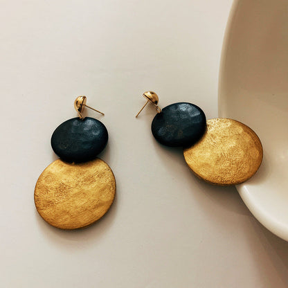 Color Block Wooden Geometric Drop Earrings