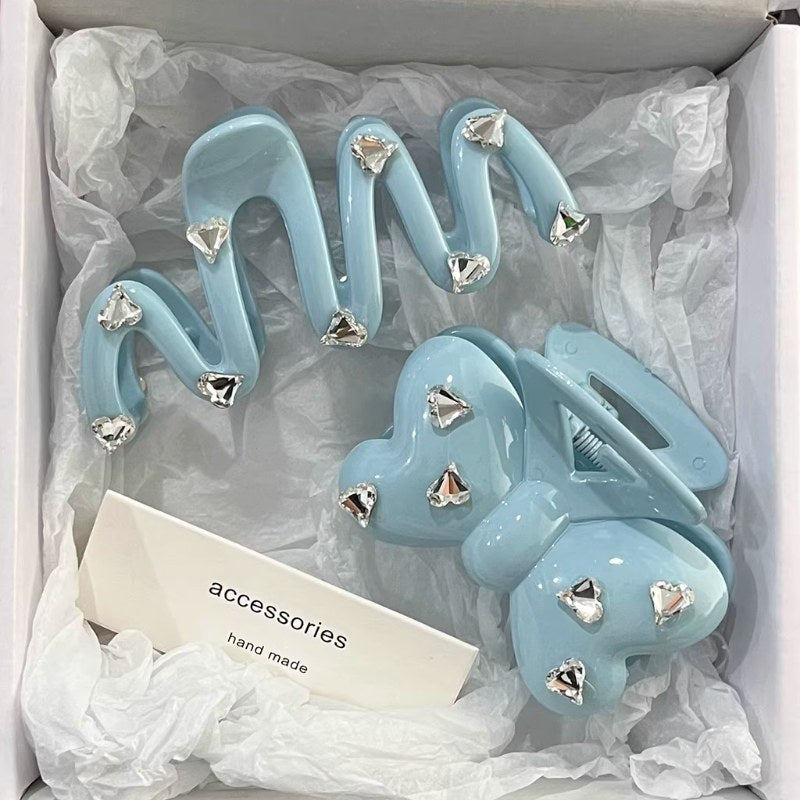 Love Rhinestone Candy Color Hair Claws